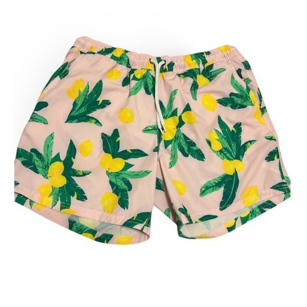 J.Crew Men's Flex Swim Trunks Size L 6" Inseam pink lemon pockets mesh NWOT prep